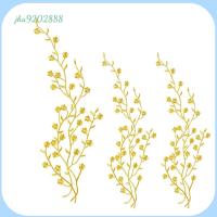 JHA9202888 ทองสีทอง แพทช์ดอกไม้ โพลีเอสเตอร์ ทอง applique ศิลปะการปะติดรูปใบไม้ แพทช์ปัก ดีไอวาย