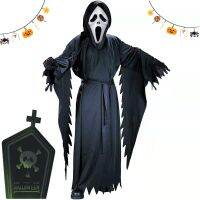 2022 Halloween Demon Ghosts Costume Man Women Adult Black Scream Death Demon Grim Reaper Cospaly Clothes With Mask