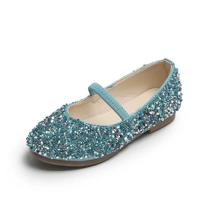 ulknn-girls-leather-shoes-princess-2023-spring-new-non-slip-soft-bottom-wear-resistant-little-baby-sequined-childrens-shoes