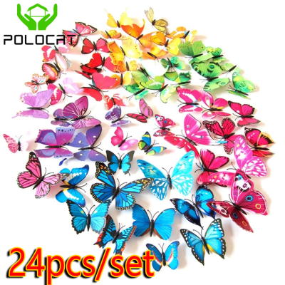 Polocat 24pcs 3D Butterfly Design Decal Art Wall Stickers Room Decorations Home Decor