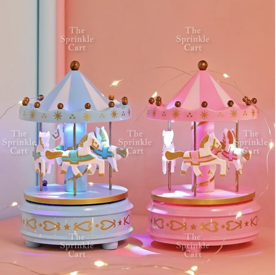 Amazon.com: Glitter Carousel Happy Birthday Cake Topper,rose goldIridescent  Carousel : Grocery & Gourmet Food