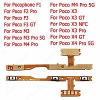 สำหรับ X3โทรศัพท์ Poco NFC X4 GT 5G F1 F2 F3 M3 M4 Pro อะไหล่ปรับระดับเสียงปุ่มสวิตช์ด้านข้างปุ่มเปิดปิดสายเคเบิลงอได้