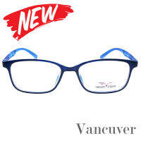 กรอบแว่นตา สำหรับตัดเลนส์ แว่นสายตา แว่นตา รุ่น Vancuver 3212 C-4 สีน้ำเงิน ทรงเหลี่ยม ขาข้อต่อ วัสดุพลาสติกพีซีเกรดเอ เบา เหนียว ไม่แตกหัก