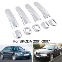 สติกเกอร์รถสำหรับ Superb Octavia 2002 2003 2004 2005 2006 2007โครเมี่ยมมือจับประตูด้านข้างปกจับตัดปั้นหมวก9ชิ้น