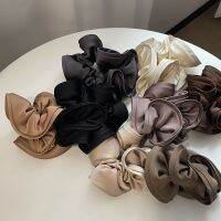 DAN S วินเทจ หรูหรา ย้อนยุค อารมณ์ นางฟ้า สีทึบ ยางรัดผมสไตล์เกาหลี Ruffles ซาติน scrunchies แหวนผม เชือกผมหญิง