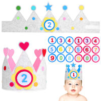 Teniron 2 ชุด Baby Crowns Kids Kids Hat Party Hat พร้อมหมายเลขเปลี่ยนตั้งแต่ 0 ถึง 9