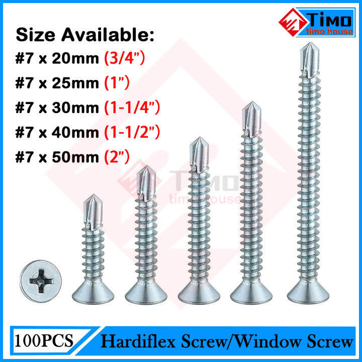 Hopeway (100pcs) Hardiflex Screw Window Screw Self drilling #7 | Lazada PH