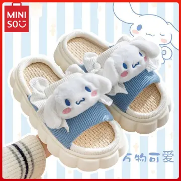 New Sanrio Kuromi Fashion Plush Slipper Women Warm Home Winter Thicked  Shoes Girl Hello Kitty Cotton Indoor Full Coverage Shoes