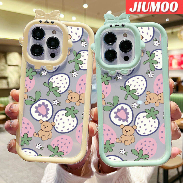 เคส-jiumoo-สำหรับ-vivo-y72-5g-y52-5g-y75s-5g-เคสลายการ์ตูนหมีสตรอเบอร์รี่โปร่งใสกันกระแทกสีสันสดใสปลอกซิลิโคนเคสนิ่มใส่โทรศัพท์เคสป้องกันเลนส์กล้องถ่ายรูปลายมอนสเตอร์ตัวเล็กที่สร้างสรรค์