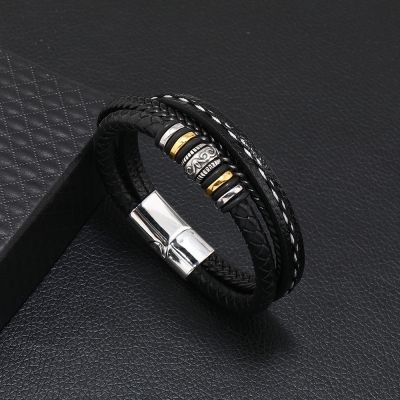 Men 39;s Bracelet Fashion Alloy Magnetic Buckle Multilayer Diy Leather Leather Bracelet Multilayer Braided Leather Simple Bracelet