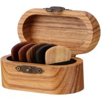 Guitar Pick Holder Wood Guitar Pick Display Case Guitar Solid Wood Pick Storage Box with Wooden Pick