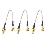 3X SMA Female SMA Male F / M Antenna Connection Cable Adapter Black + Gold