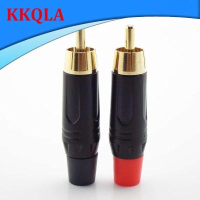 QKKQLA RCA Male Plug power Connector Gold Plating Adapter Pigtail Speaker for 6MM Audio Cable Black Red Color