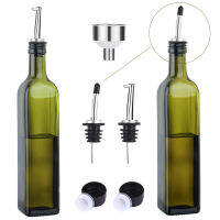 6pcsset 17oz Glass Olive Oil Bottle 500ml Vinegar Cruet Pourers Funnel Oil-Dispenser Leak-proof Nozzle Pourers Kitchen Tools