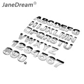 JaneDream 1 Cái DIY 3D Kim Bảng Chữ Cái Sticker Xe Biểu Tượng Thư Bạc Badge Decal (A-Z & 0-9)
