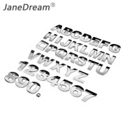 JaneDream 1 Cái DIY 3D Kim Bảng Chữ Cái Sticker Xe Biểu Tượng Thư Bạc