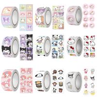 500Pcs/roll Sanrio Sticker Kawaii Kuromi Hello Kitty P Cinnamoroll Cartoon Kids Reward Stickers Gift Decoration Decals Toys Stickers