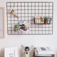 Modern Home Wall Decoration Iron Grid Nordic Art Photo Displaying Frame Party Metal Shelf Mesh Postcards DIY Racks