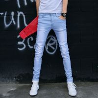 COD SDFGERTERT 【pants】Spring new elastic jeans men s slim feet straight leg young men s trend Korean casual long pants