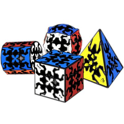 QiYi Gear 3x3 Pyraminx Magic Speed Cube Stickerless Professional Fidget Toys QiYi Gear Ball Cubo Magico Qiyi Carzy Gear Cylinder Brain Teasers