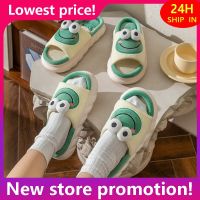 Cartoon Cute Frog Linen Slippers For Women Thick Bottom Home Shoes Cotton Linen Couple Indoor Slippers Funny Male Home Slides