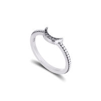 2021100 925 Sterling Silver Jewelry Crescent Moon Beaded Ring for Women Part Gift Rings 2020 Autumn New R251