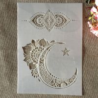 A4 29 ซม.Mandala Moon ดอกไม้ DIY Layering Stencils ภาพวาดสมุดภาพสี Embossing อัลบั้มตกแต่งแม่แบบ-GHKUG STORE