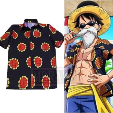 Anime Monkey D Luffy Cosplay Costume Sunflower Print Short Sleeve Shirt For  Men Hawaiian Tee Overshirt Casual Summer Beach Tops