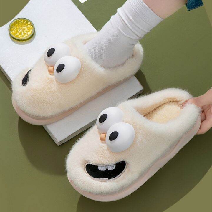 outdoor-winter-women-men-plush-thick-flat-platform-warm-cartoon-cotton-slippers-fur-home-slip-on-non-slip-girls-ladies-3d-shoes