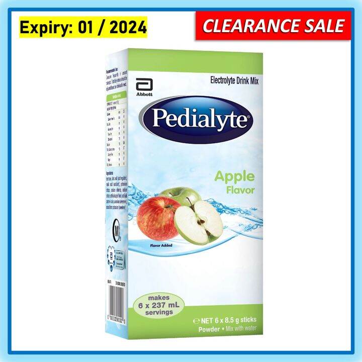 Pedialyte Powder Electrolyte Rehydration Drink Mix (Apple Flavor) 8.5 g