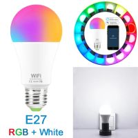 หลอดไฟ WiFi RGB E27 B22 110V 220V WIfi RGBW RGBWW 15W หลอดไฟอัจฉริยะบ้านไฟสำหรับวันหยุดทำงานกับ Alexa Google Home