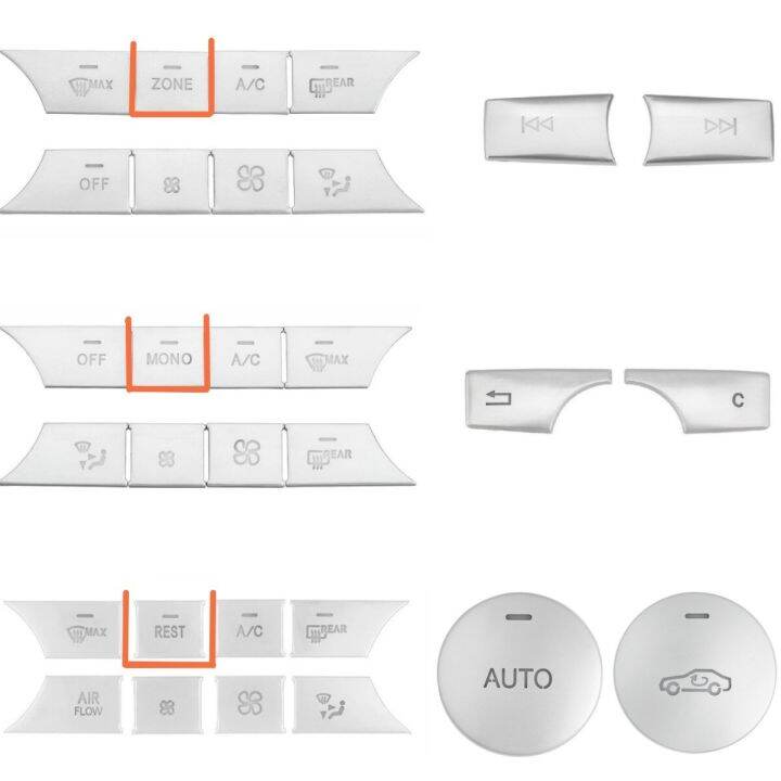 สติกเกอร์ตกแต่งเคสคลุมปุ่มเพิ่มวอลลุ่มสื่อแอร์อัตโนมัติคอนโซล-ac-รถยนต์สำหรับ-mercedes-benz-c-e-คลาส-cls-glk-w212-w204