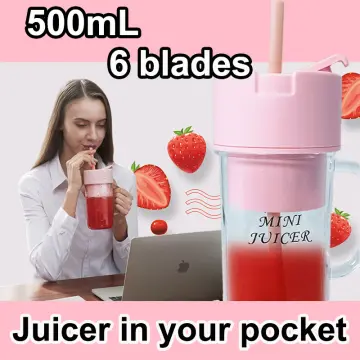 Mini juicer, small portable juicing cup, electric juicing cup, USB  charging, stainless steel 304 head, 500ml large capacity, easy to clean,  suitable