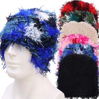 【YD】 Balaclava Men Hat for Outdoor Camouflage Fleece Fuzzy Ski Distressed Knitted Face