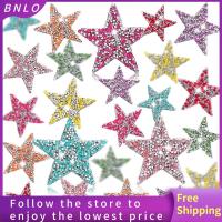 BNLO 24pcs สีสันสดใส ดาวแพทช์ บลิง ศิลปะการปะติด ซ่อมกางเกงยีนส์ กลิตเตอร์ เสื้อผ้าสำหรับผู้หญิง