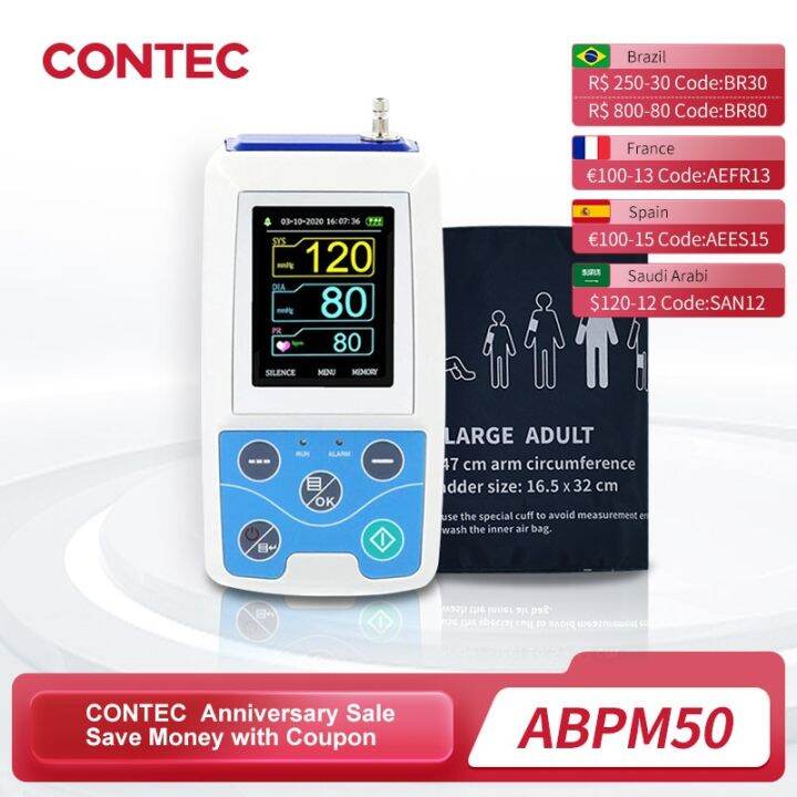 Arm Ambulatory Blood Pressure Monitor 24hours NIBP Holter CONTEC ABPM50 ...