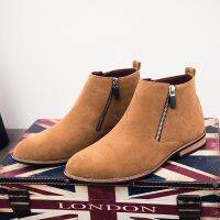 CODwuyan8340 Fashion Casual Design Zipper Men Riding Ankle Boots Shoes High Cut Rubber Bottom Handmade Stitching