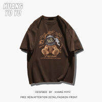 HUANGYOYO เสื้อยืดลำลองผ้าฝ้ายแขนสั้น100% ตัวอักษรกว้างสำหรับผู้หญิง