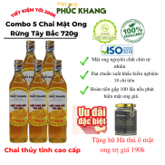 Mật Ong Phúc Khang - Combo 5 Chai Mật ong rừng Tây Bắc Phúc Khang 720G