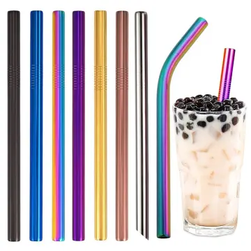 angled Tip] 2pcs Extra Large Reusable Boba Straws & Smoothie