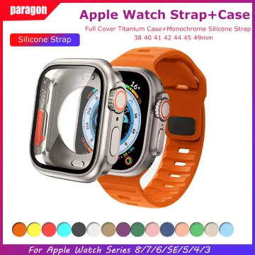 For Apple Watch Series 8/7 41mm RM Mod Kit Titanium Case Fluororubber Bands