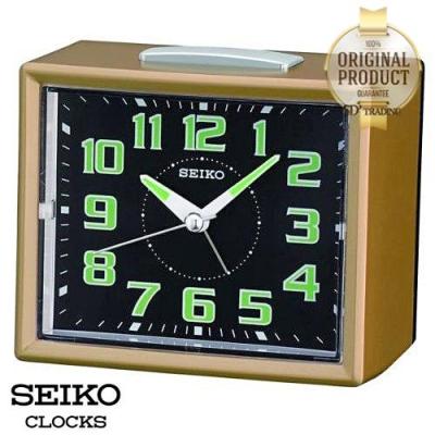 SEIKO นาฬิกาปลุก Quiet Sweep (Snooze) มีไฟ เสียงกริ่ง รุ่น QHK024G - ทอง หน้าปัดดำ (Gold/Black)