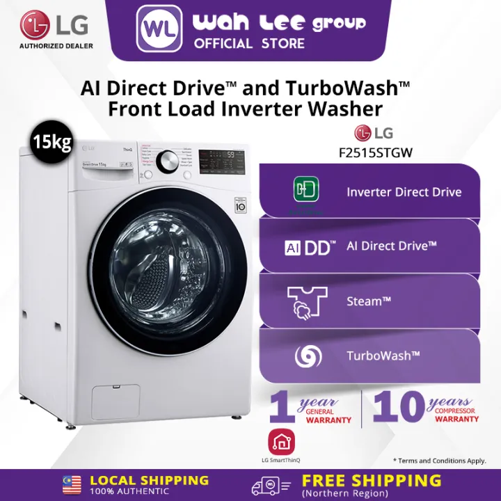 Free Shipping Lg 15kg F2515stgw Front Load Washing Machine With Ai Direct Drive Turbowash 2670