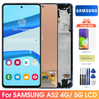 หน้าจอ AMOLED สำหรับเหมาะสำหรับ Samsung Galaxy A52 A525 A525F จอ Lcd จอแสดงผลดิจิตอลหน้าจอสัมผัสพร้อมกรอบสำหรับเหมาะสำหรับ Samsung Galaxy A52 5G A526