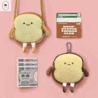 TREASUY กระเป๋าการ์ดพกพาลำลองกระเป๋า Tas Kosmetik กระเป๋าใส่หรียญน่ารักลายการ์ตูนกระเป๋ากระเป๋าสะพายไหล่ของเด็กผู้หญิงฟลัชจี้กระเป๋าพวงกุญแจขนมปังกระเป๋าเงินเหรียญขนมปัง