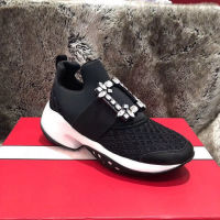 【high quality】original Roger vivierˉ square buckle casual sports shoes leather mesh breathable womens 2022 new spring, summer, autumn and winter four seasons thick bottom increased summer new style womens shoes