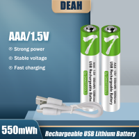 Original AAA USB 1.5V 550mWh Li-Ion แบตเตอรี่สายชาร์จ USB สำหรับเมาส์ของเล่นรีโมทคอนลนาฬิกาเครื่องโกนหนวด