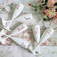 hot【cw】 Personalised Flute Bridal Wedding Bridesmaid Hen Goblet Wine Cup