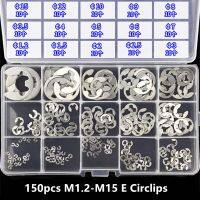 150pcs/Set M1.2-M15 304 Stainless Steel E Type Circlips Open Retaining Ring Washer Coil Springs