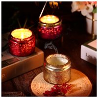 Scented candles in the sky of essential oils set indoor embossed glass box pot smoke-free wax oil soybean